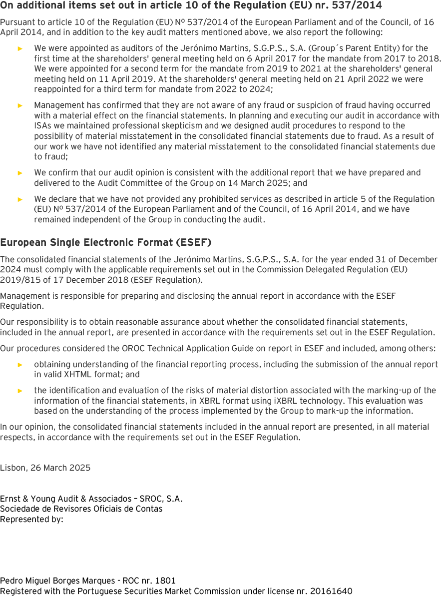 Page 6 of the auditors report of the consolidated financial statements (photo)