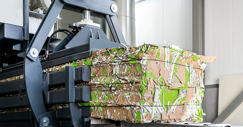 Cardboard packaging being compressed (photo)