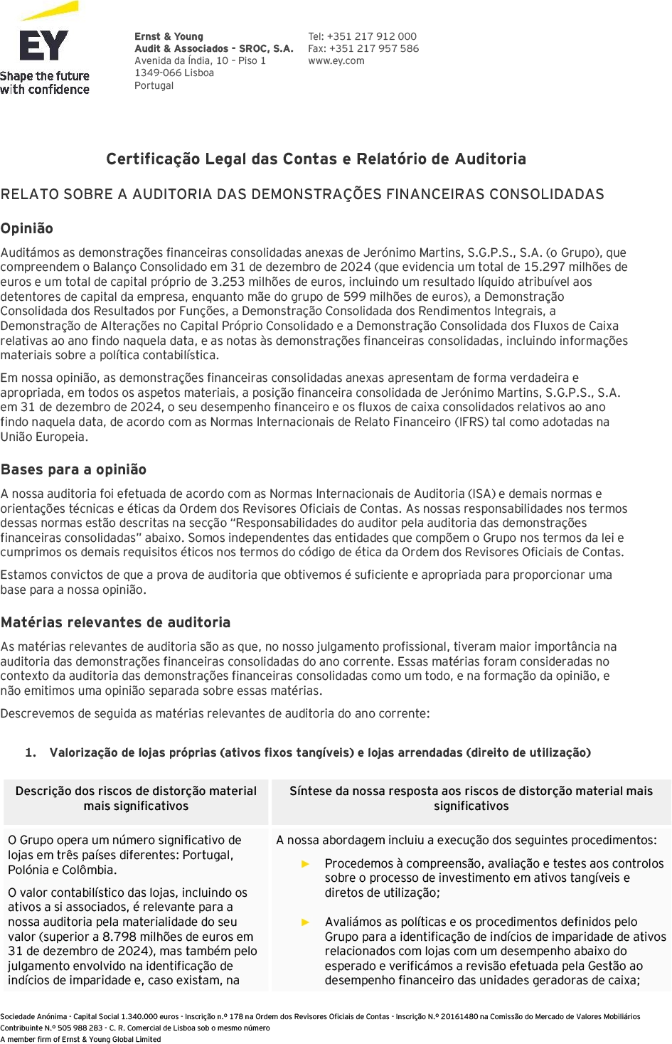 Página 1 do relatório dos auditores das demonstrações financeiras consolidadas (foto)