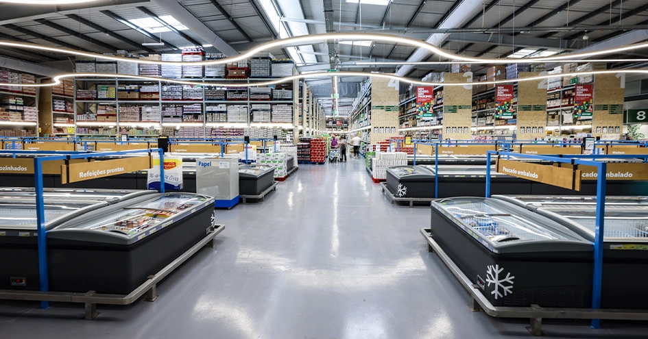 Interior de uma loja Recheio na secção de congelados (foto)